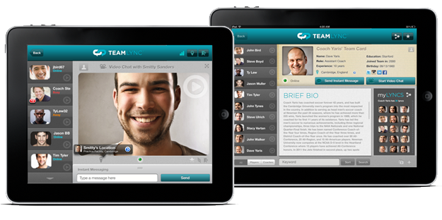 Screenshot of Team Lync App for Players and Coaches on iPad.